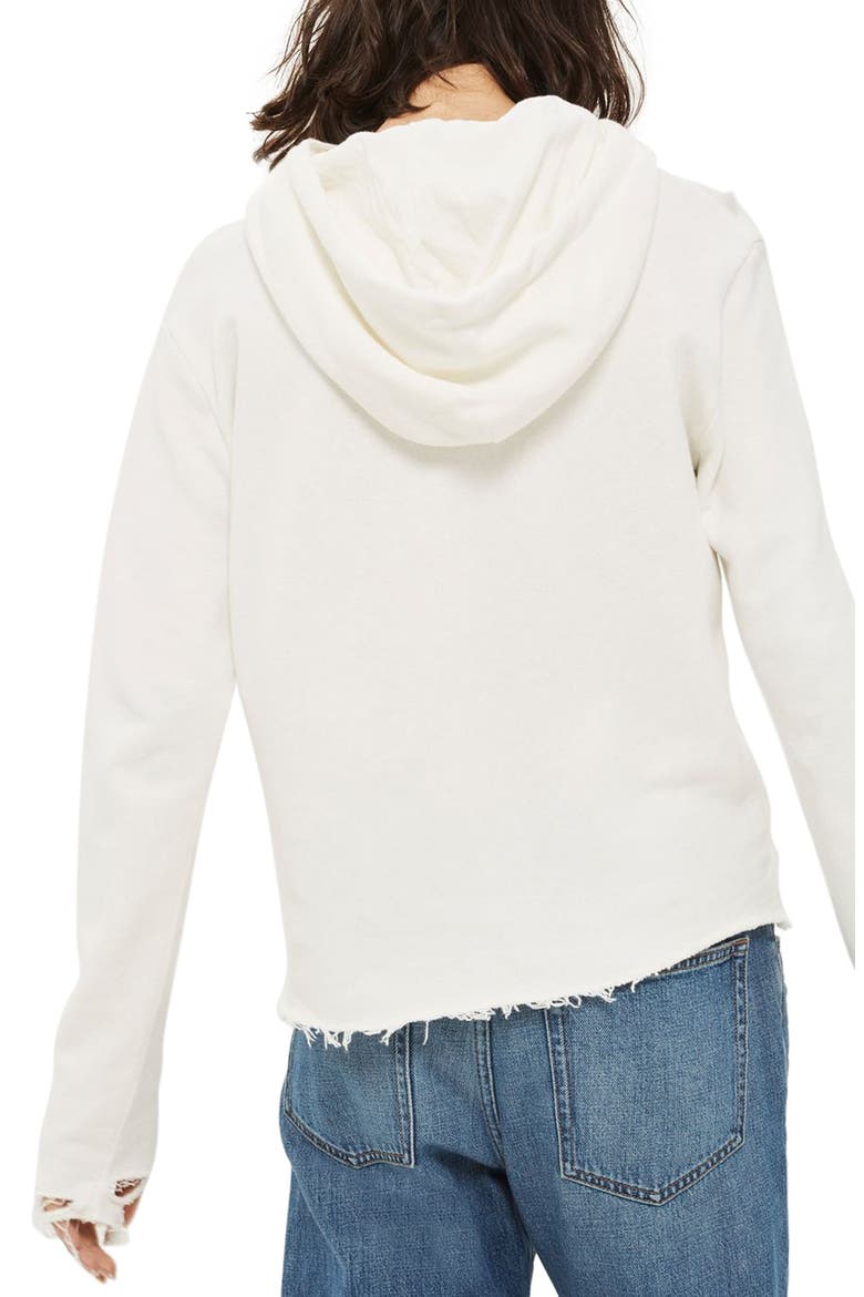 Distressed Hoodie, Alternate, color, CREAM