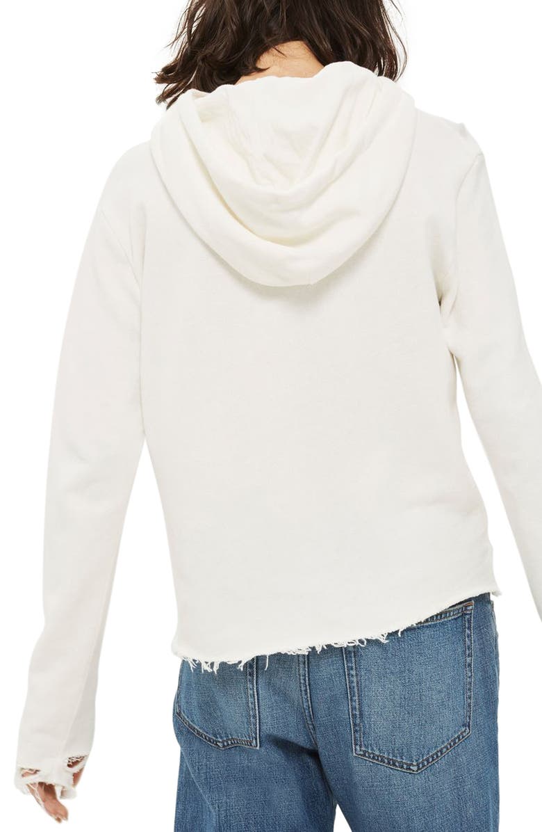 Topshop Distressed Hoodie, Alternate, color, 