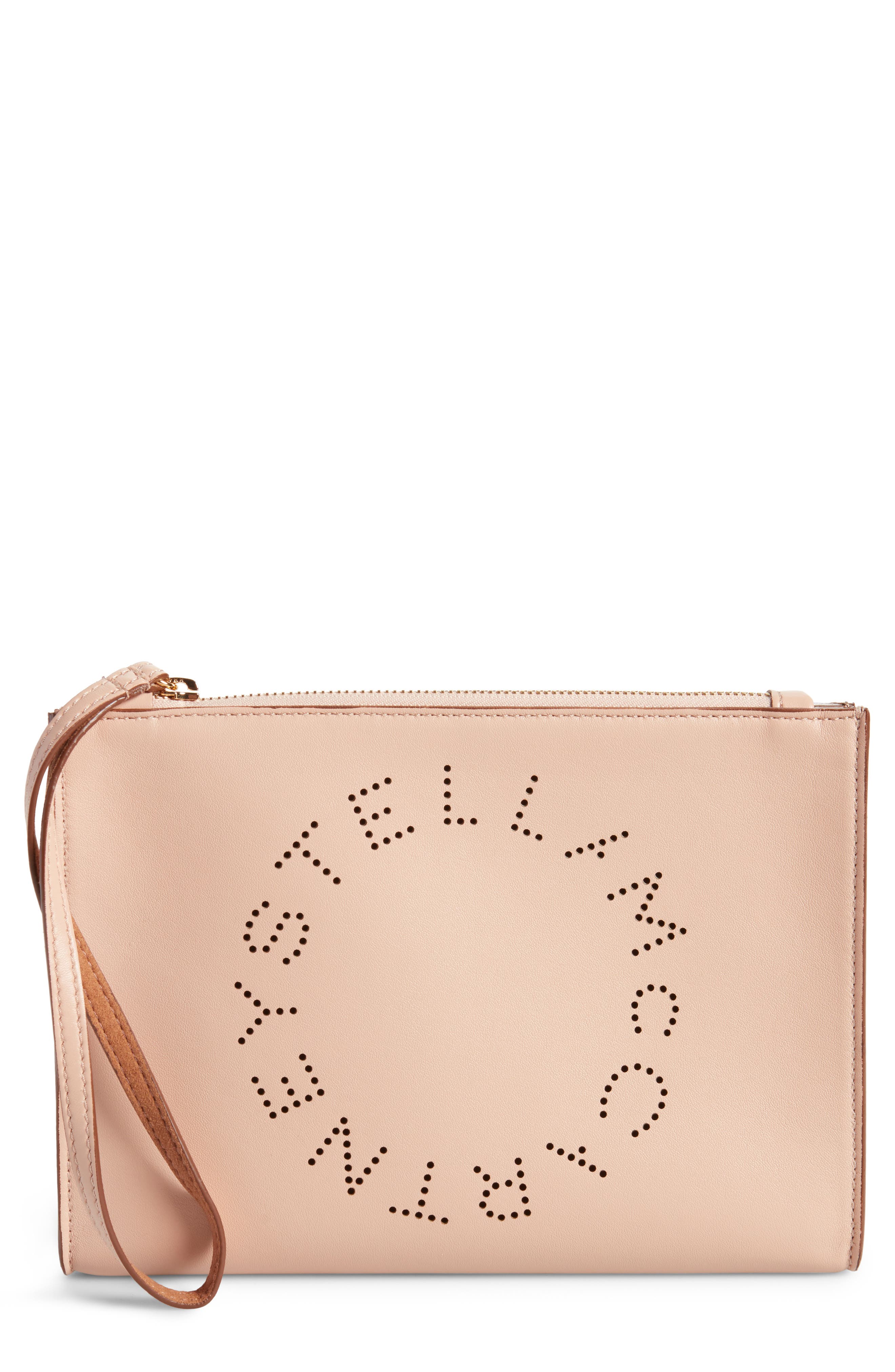 Alter Faux Nappa Leather Wristlet Clutch, Main, color, POWDER PINK