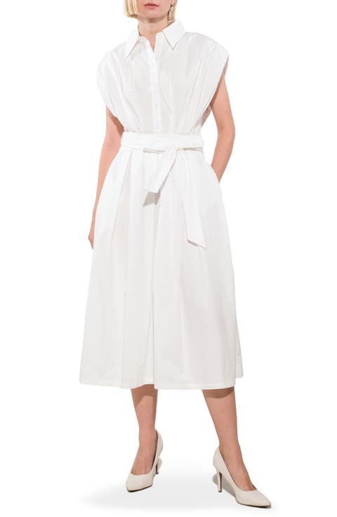 Pleated Cap Sleeve Midi Dress