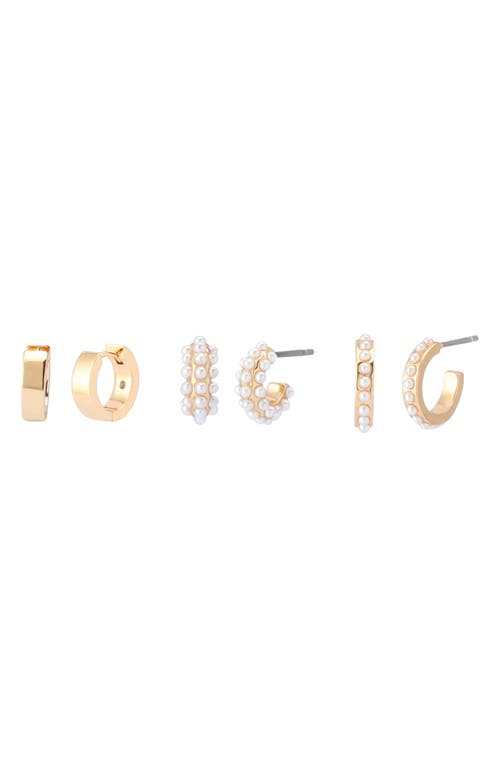 Allsaints Set Of 3 Huggie Hoop Earrings In Gold
