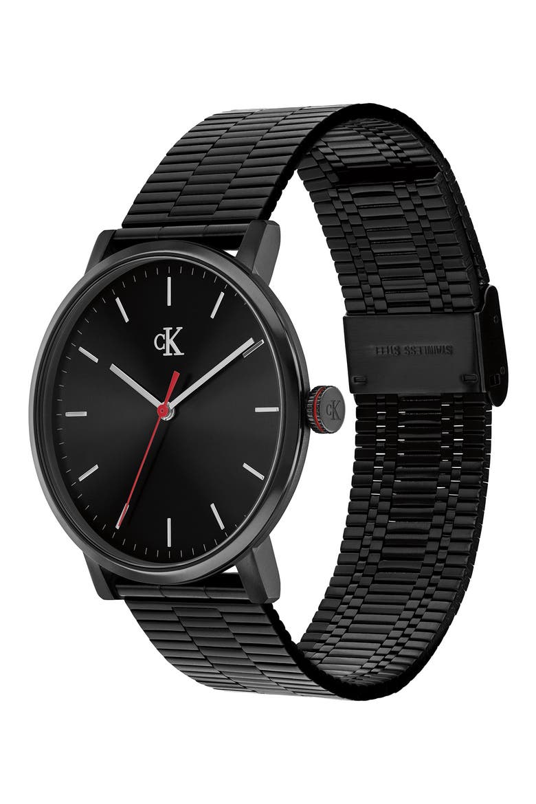 CK Real Mesh Strap Watch, 40mm, Alternate, color, BLACK