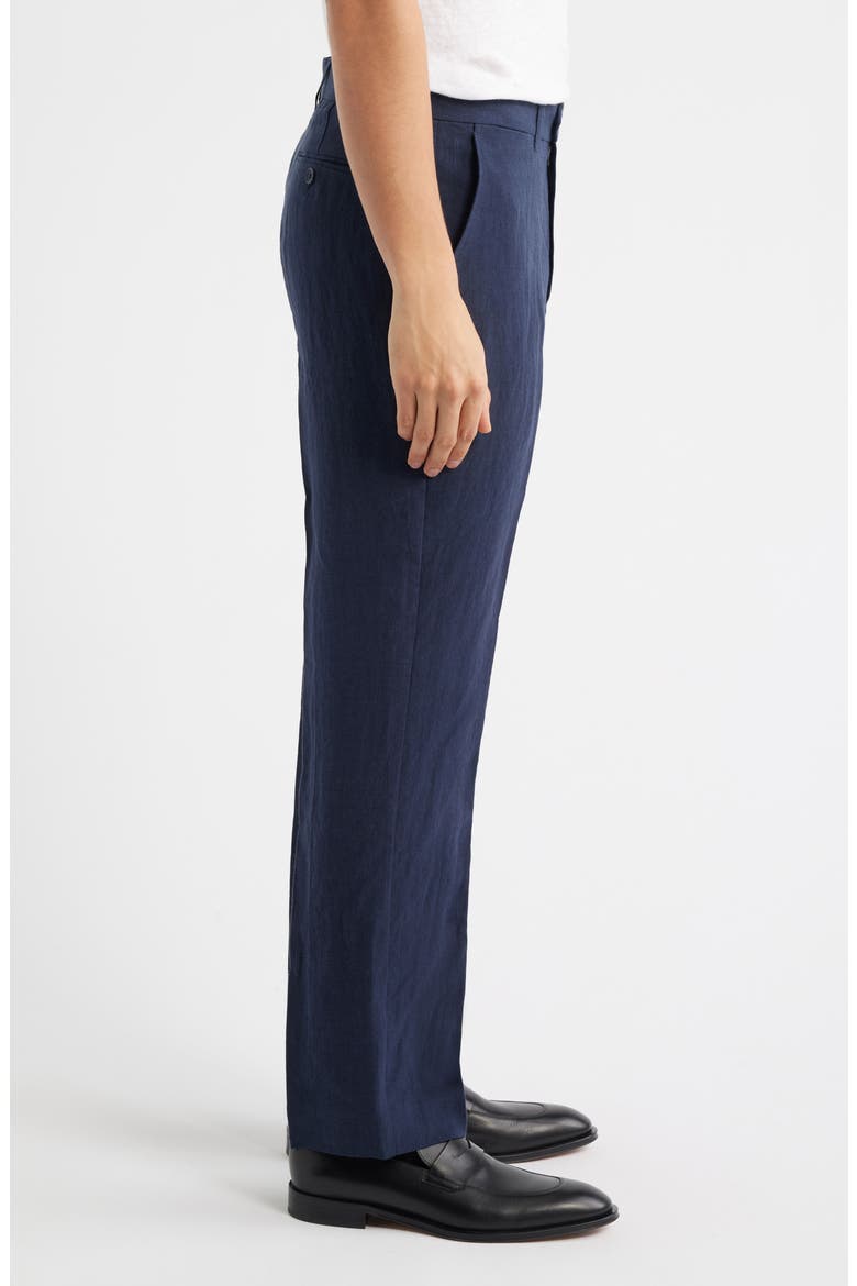 Flat Front Linen Chinos, Alternate, color, NAVY