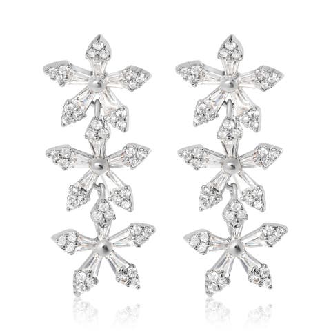 Crystal Snowflake Drop Earrings