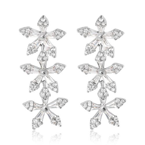 Jessica Simpson Crystal Snowflake Drop Earrings In Metallic