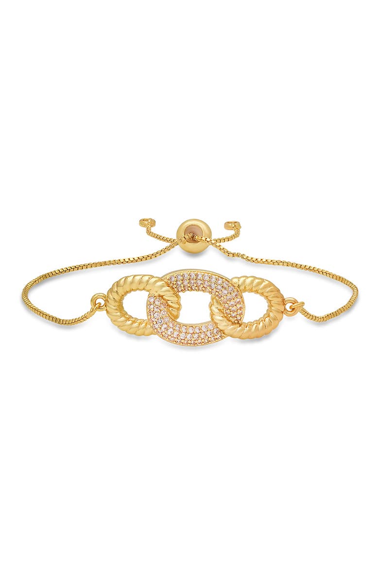 Pavé CZ Interlock Slide Bracelet, Main, color, GOLD