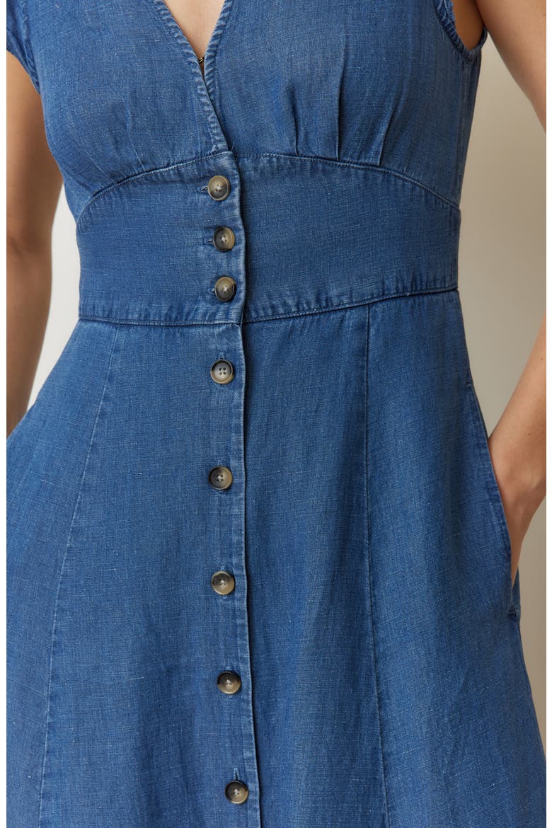 Camila Button Front Midi Dress, Alternate, color, MEDIUM WASH