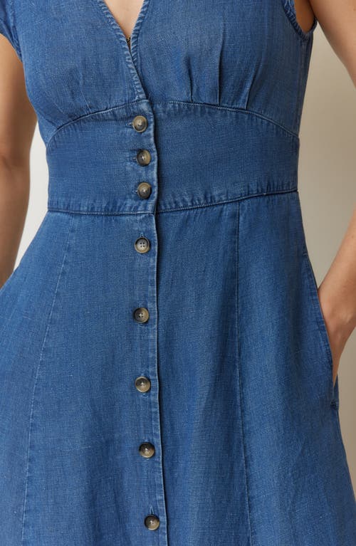 Marine Layer Camila Flutter Sleeve Midi Dress In Medium Wash