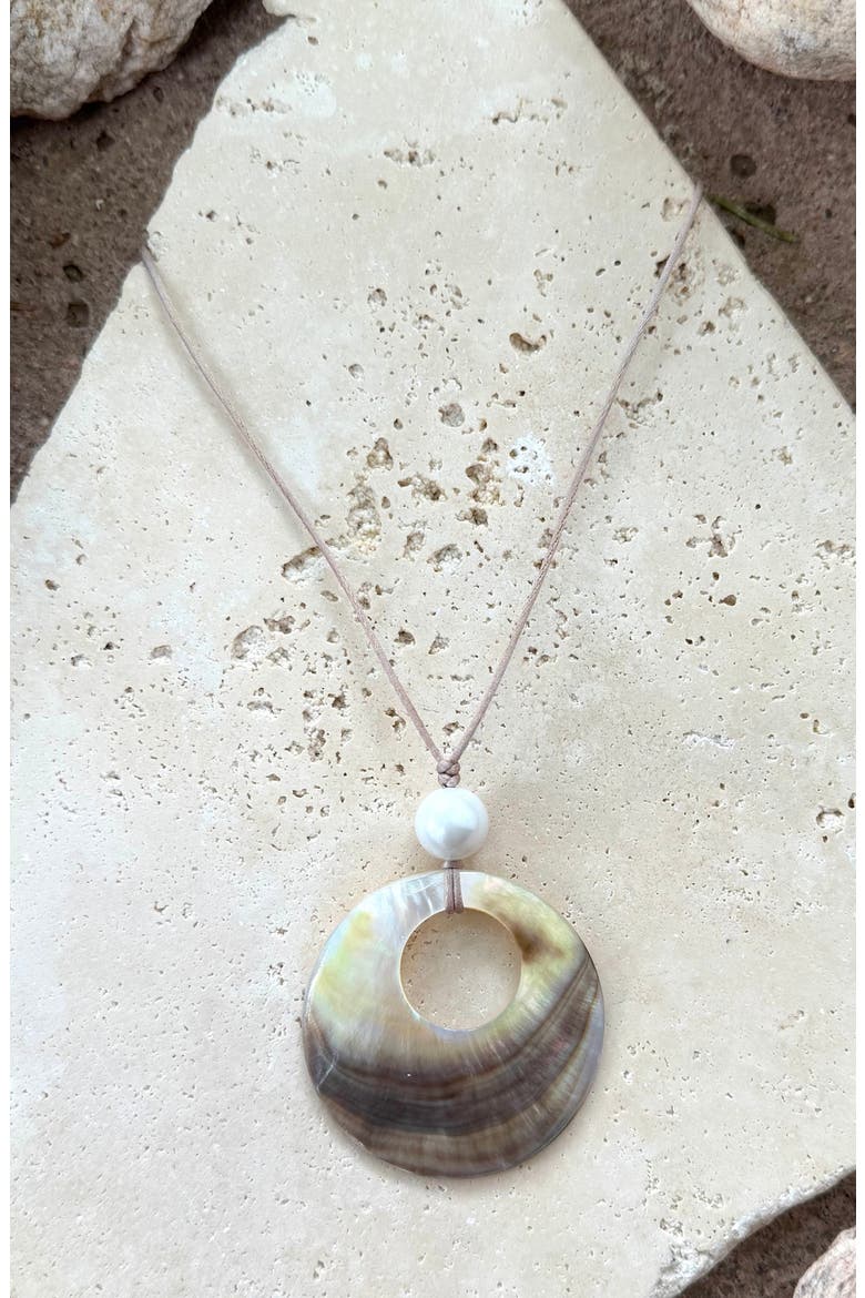 Shell & Faux Pearl Pendant Necklace, Alternate, color, WHITE