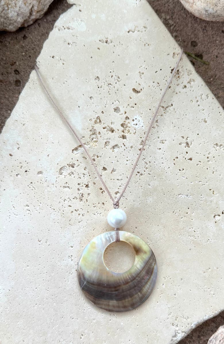 Adornia Shell & Faux Pearl Pendant Necklace, Alternate, color, White