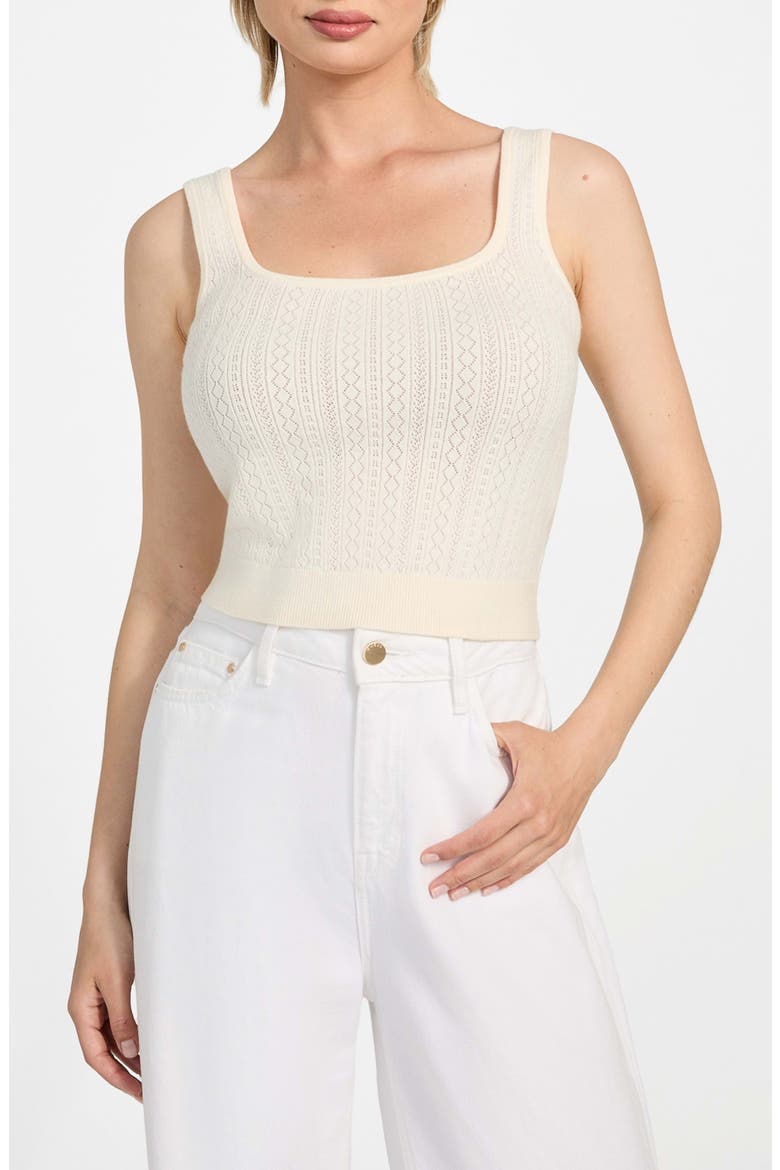 Lyla Pointelle Crop Sweater Tank, Main, color, CREAM WHITE