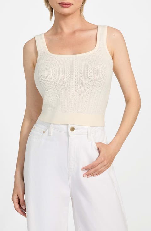 Lyla Pointelle Crop Sweater Tank