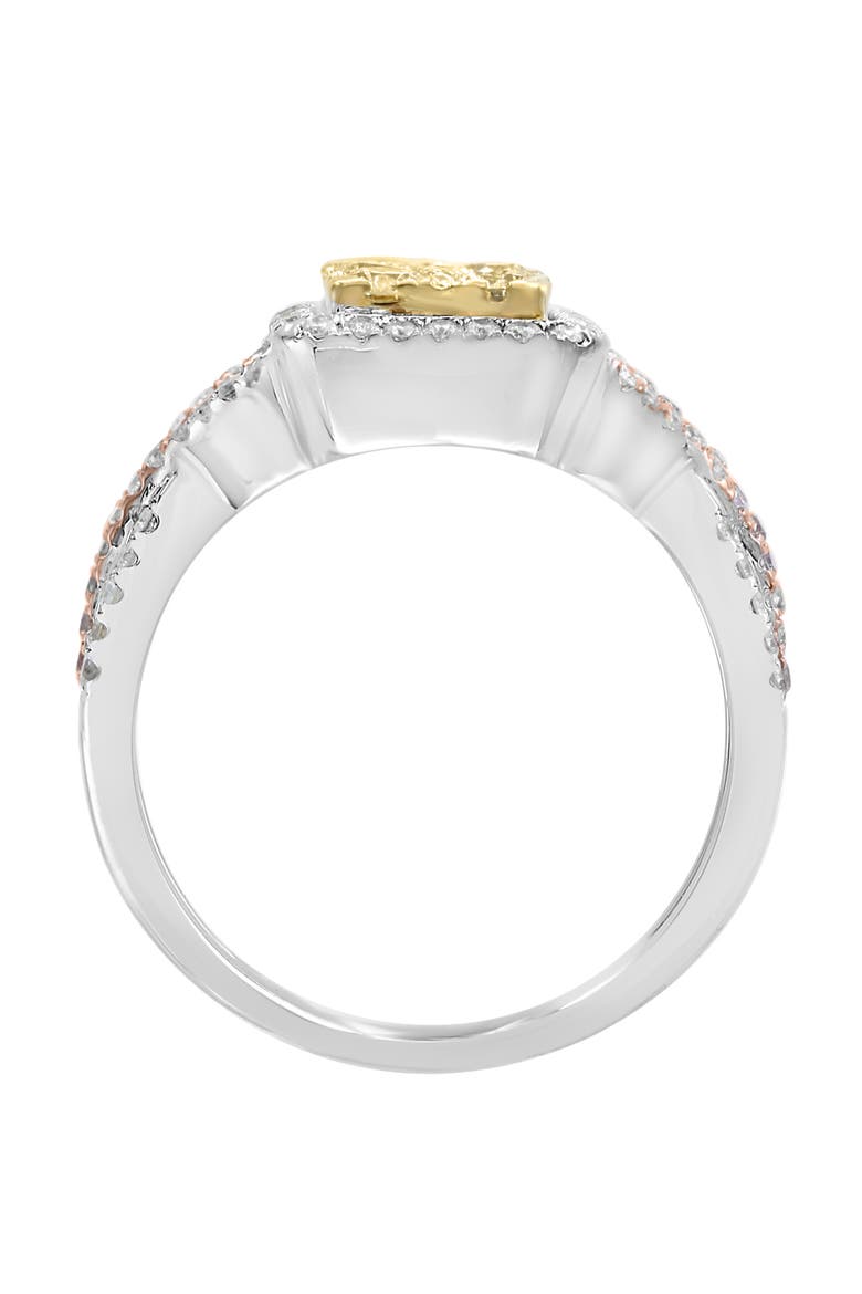 14K White, Yellow & Rose Gold Champagne Glow Diamond Ring, Alternate, color, Metallic Gold