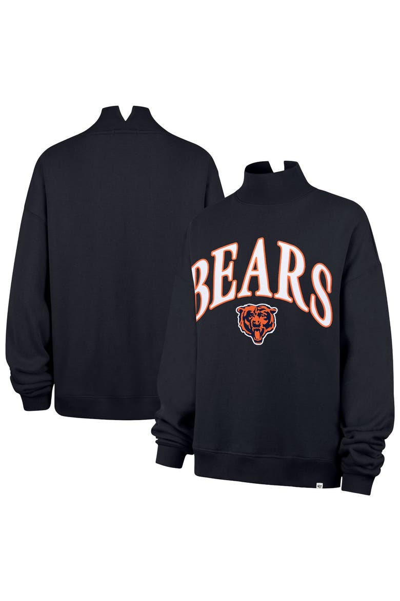 Women's '47 Navy Chicago Bears Oversized Vantage Mock Neck Sweatshirt, Main, color, Navy