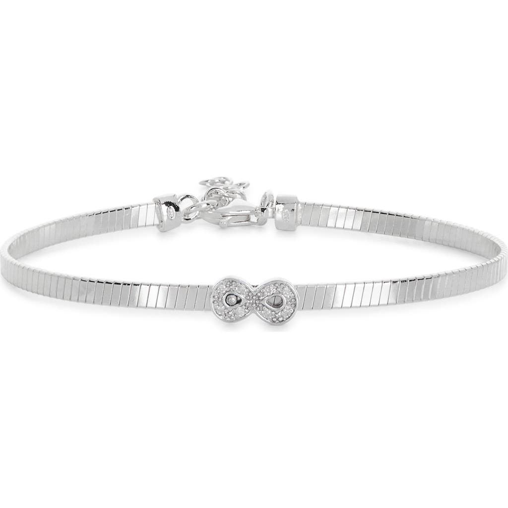 Meshmerise Diamond Infinity Bangle Bracelet In White Gold