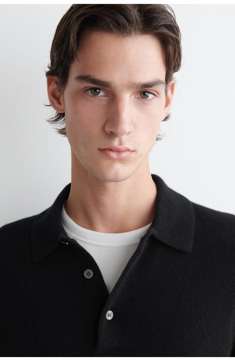 COS Seamless Cashmere Polo Shirt, Alternate, color, Black