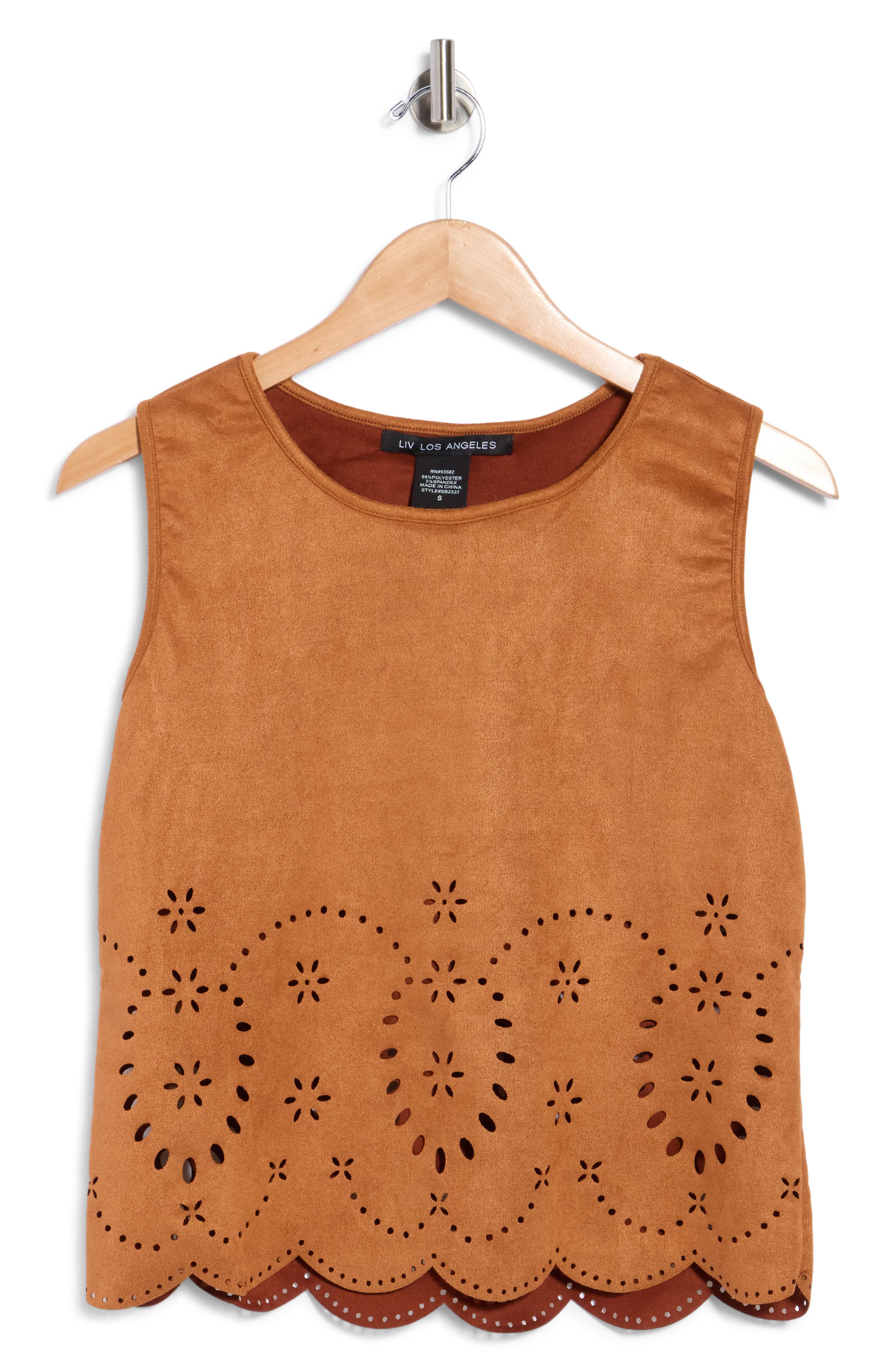 Laser Cut Faux Suede Tank