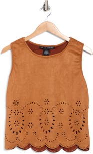 Forgotten Grace Laser Cut Faux Suede Tank