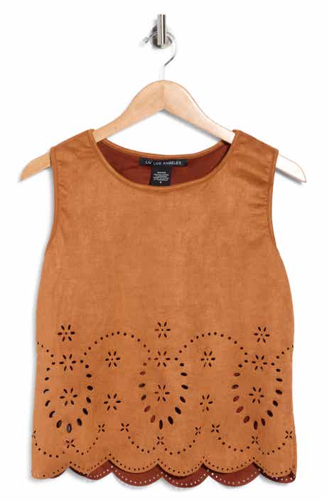 Laser Cut Faux Suede Tank