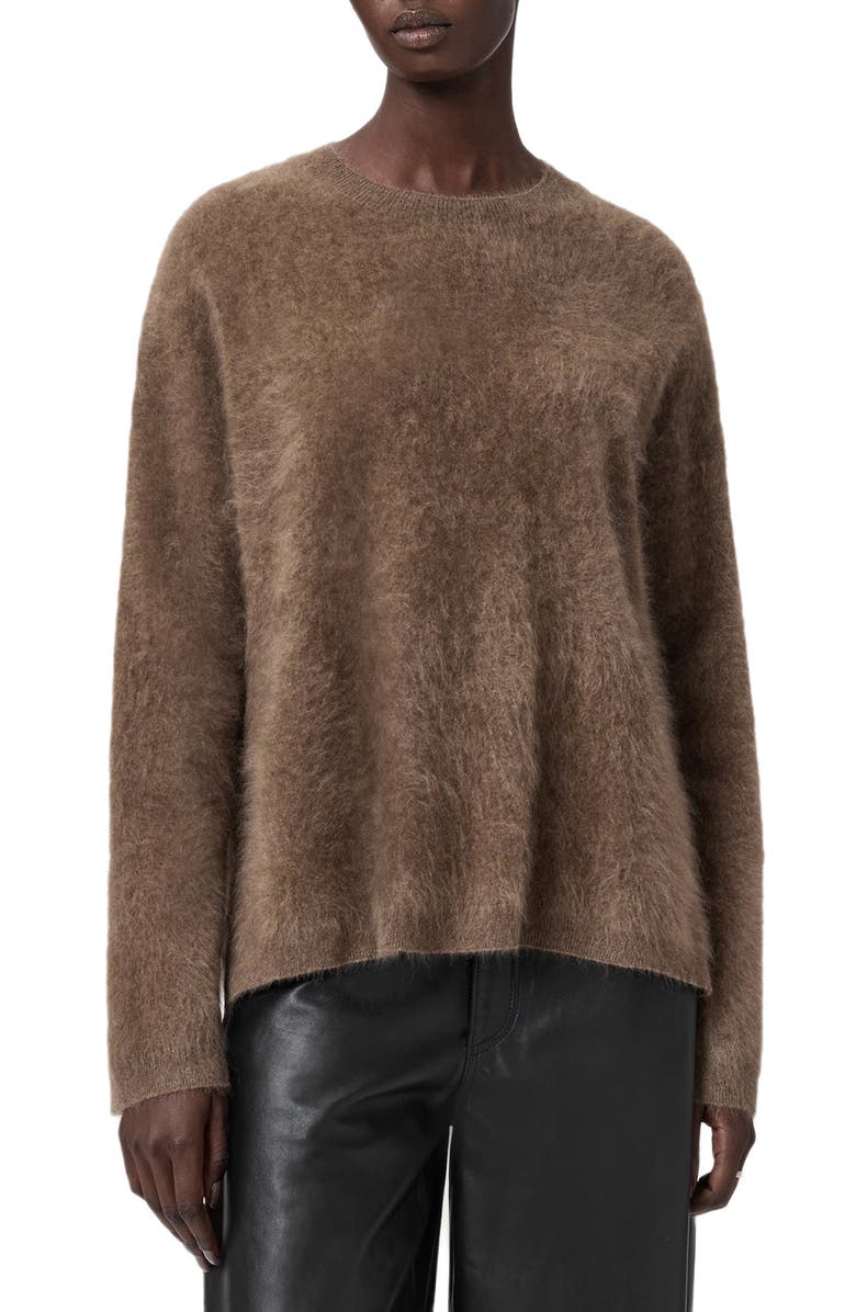 AllSaints Rebel Cashmere Crewneck Sweater, Main, color, Walnut Brown