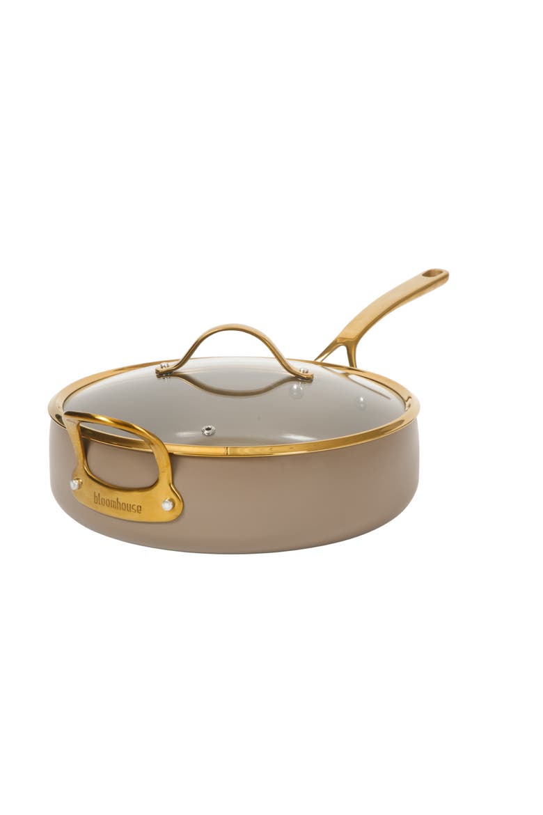 Aluminum Ceramic Nonstick Saute Pan with Lid, Alternate, color, Cappuccino Cream