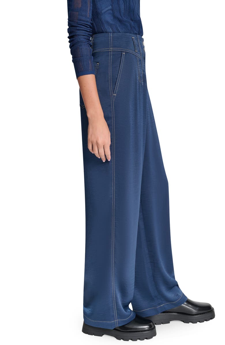 DKNY Topstitch Straight Leg Pants, Alternate, color, Hudson Blue