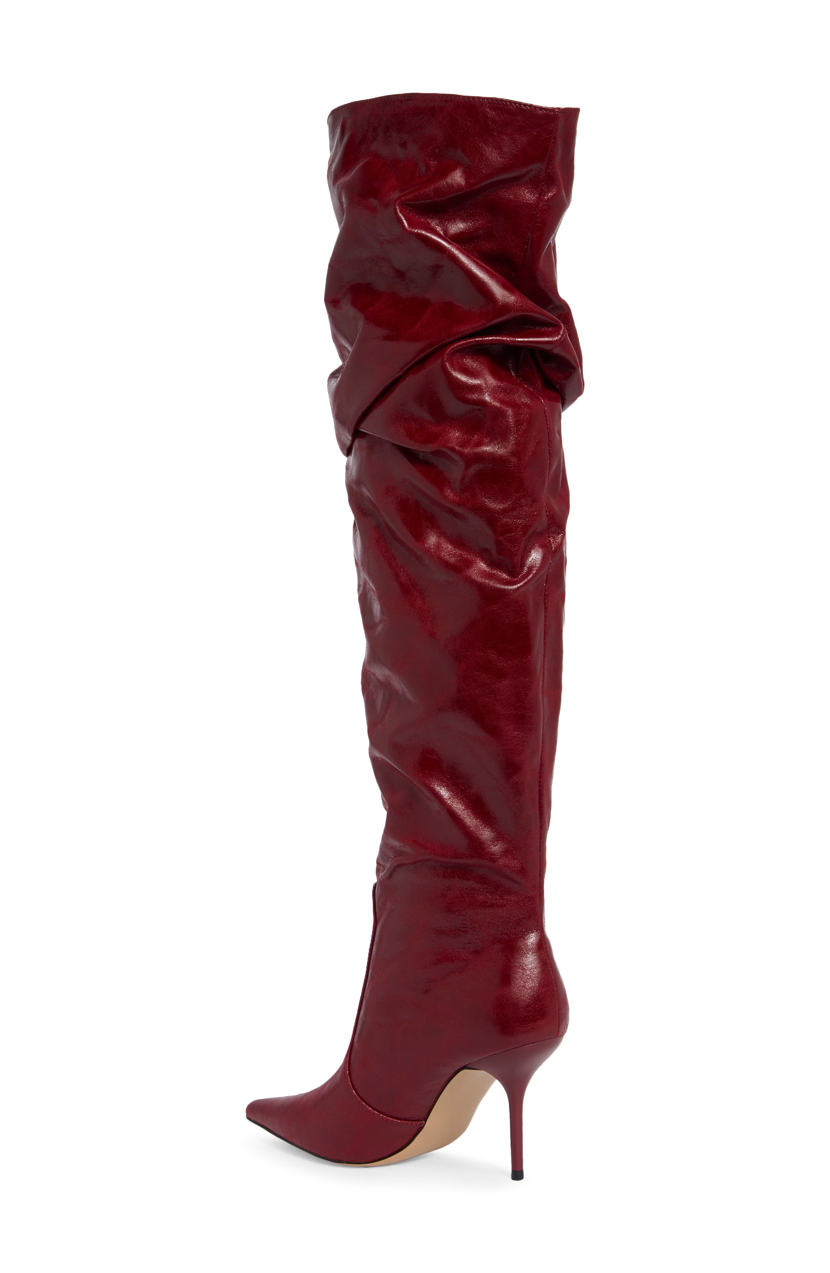 Prettie Faux Leather Over the Knee Boot, Alternate, color, RED