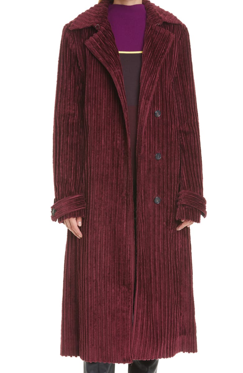 Victoria Beckham Belted Corduroy Trench Coat, Main, color, 