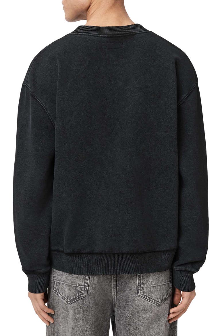 Dash Embroidered Sweatshirt, Alternate, color, WASHED BLACK