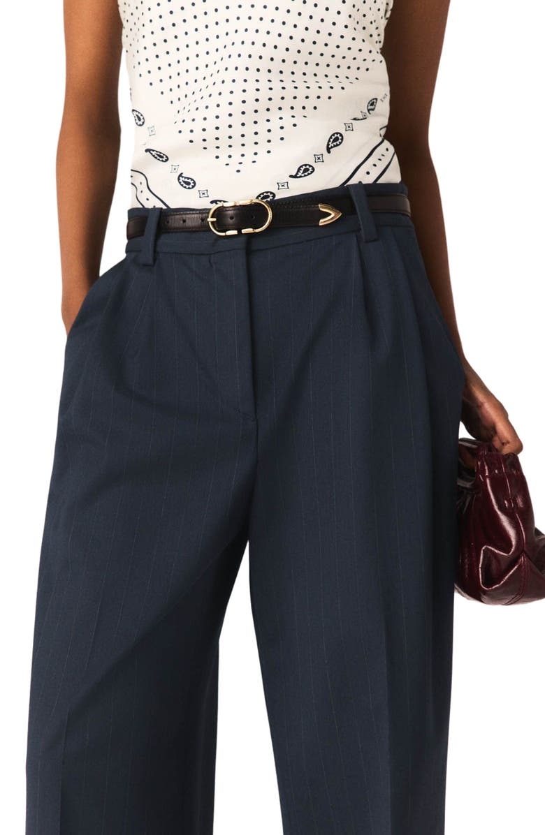 maje Striped suit trousers, Alternate, color, Navy