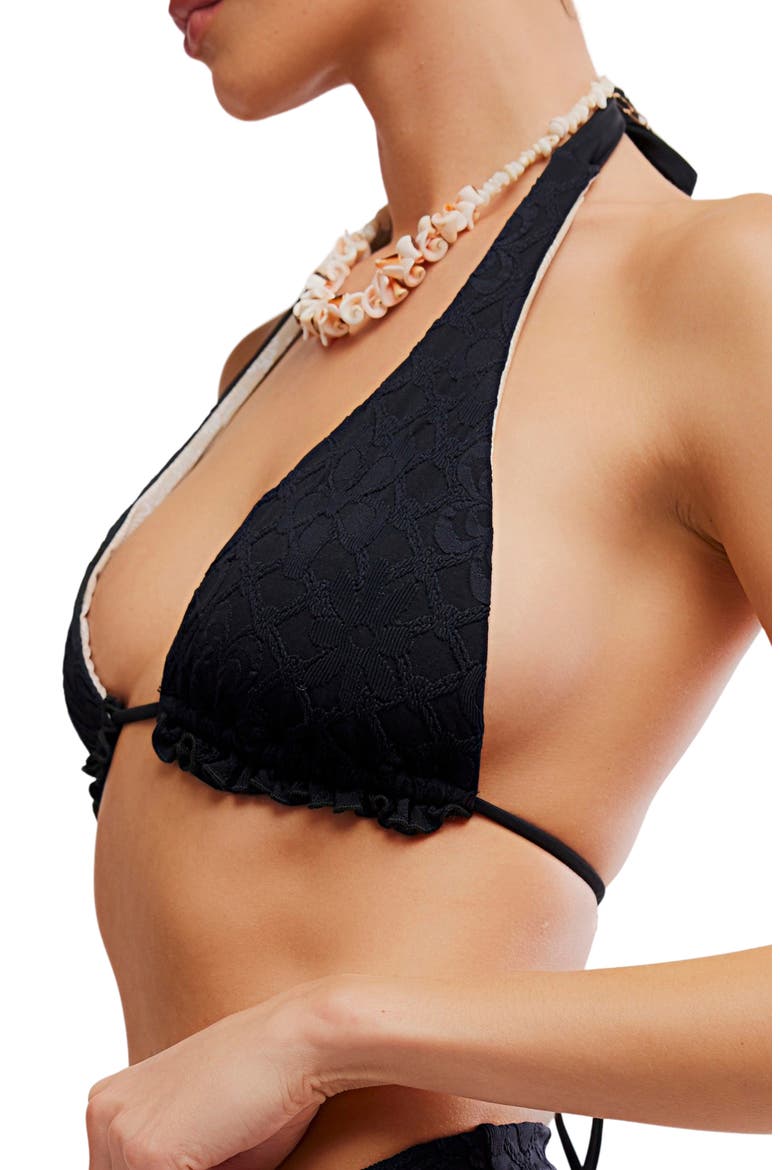 Ginny Ruched Jacquard Bikini Bottoms, Alternate, color, BLACK