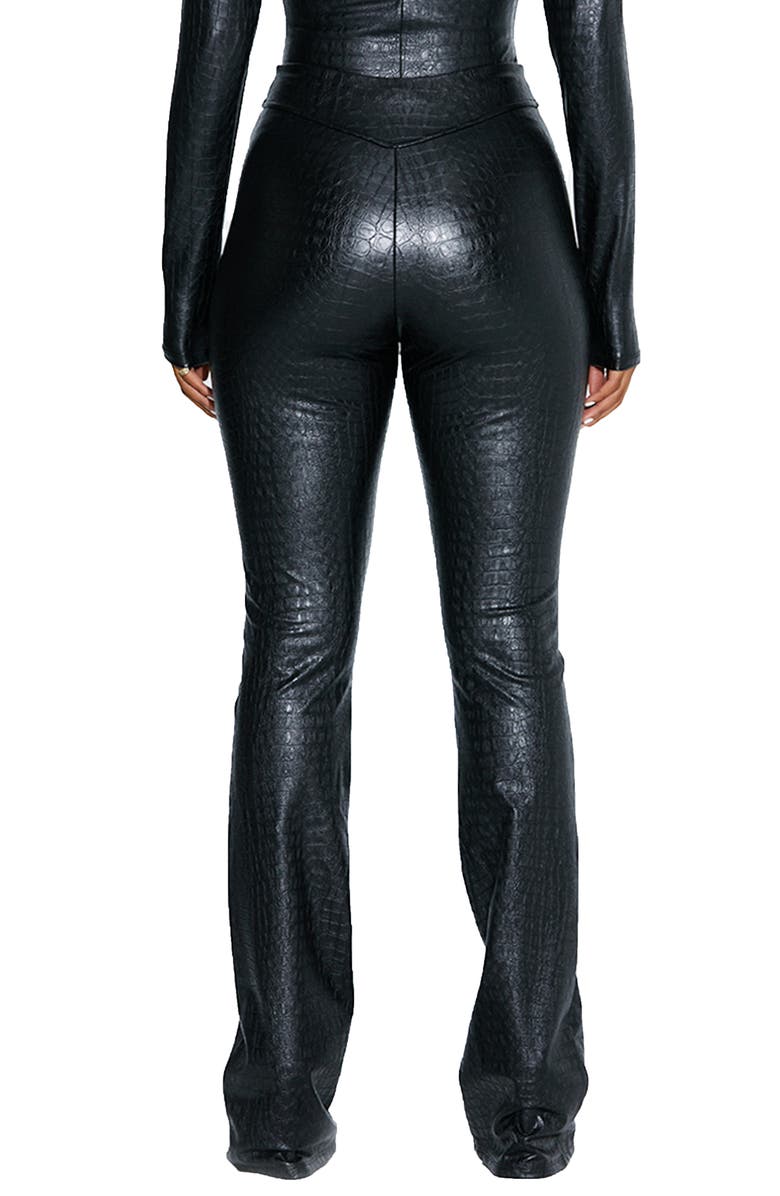 Naked Wardrobe Croc Embossed Faux Leather Bootcut Pants, Alternate, color, 