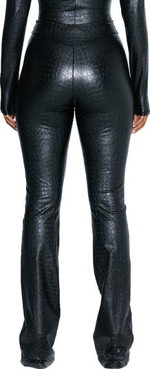 Naked Wardrobe Croc Embossed Faux Leather Bootcut Pants