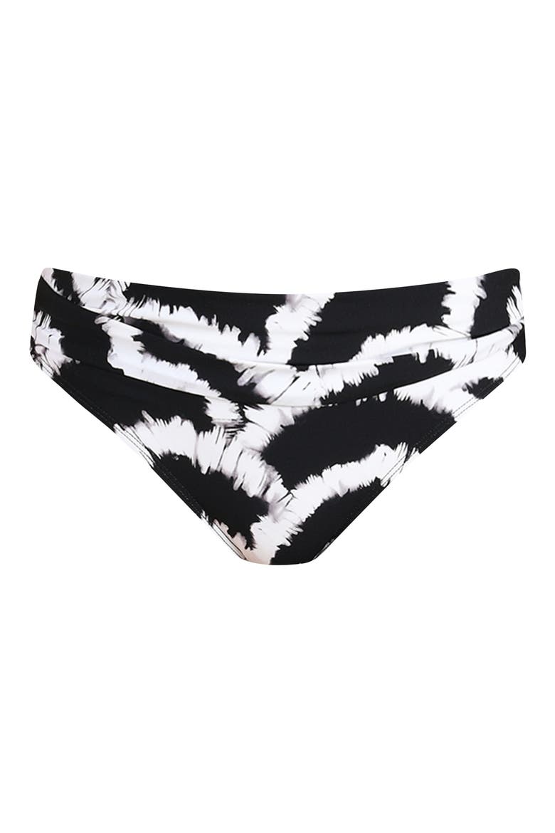 Woven Shadows Shirred Bikini Bottoms, Alternate, color, BLACK