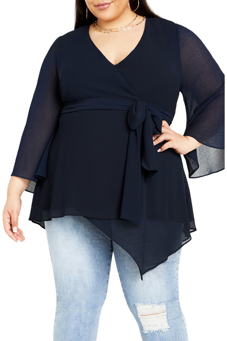 Ainsley Tie Waist Top, Main, color, NAVY
