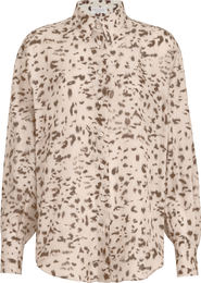 Brunello Cucinelli Lynx print silk pongee shirt with monili