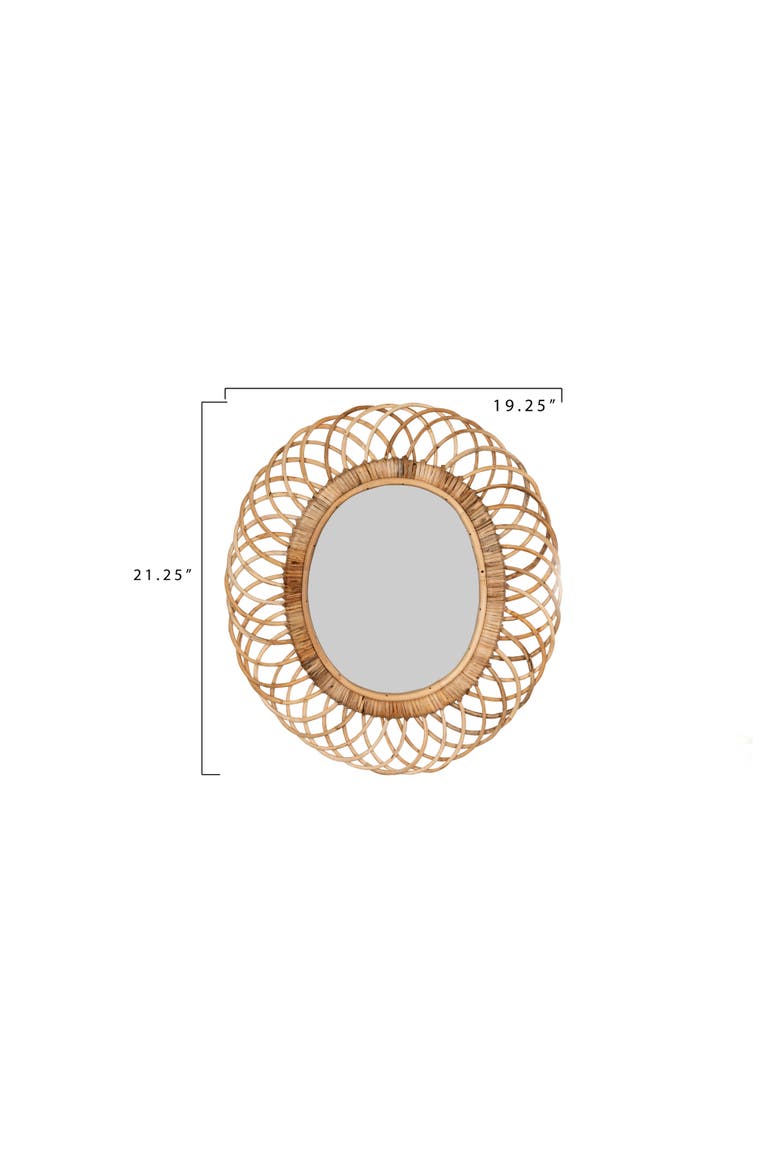 Wood Oval Wall Mirror, Alternate, color, Brown