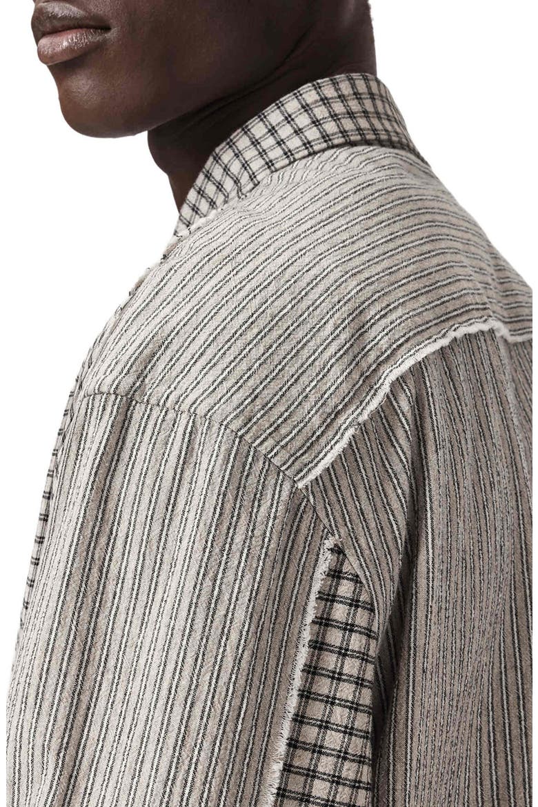 Kage Mix Print Button-Up Shirt, Alternate, color, OAT WHITE
