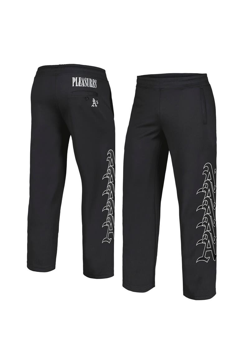 Men's PLEASURES Black Oakland Athletics Pitcher Track Pants, Alternate, color, Black