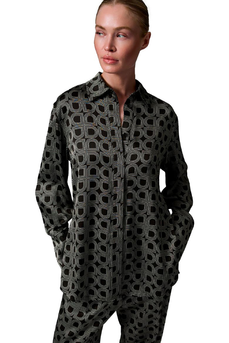 Plymo Printed Long Sleeve Shirt, Alternate, color, Black