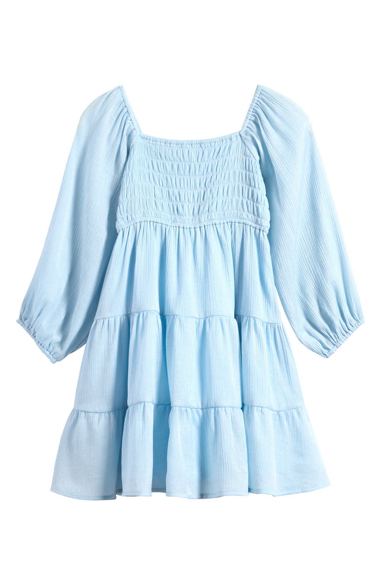 Ava & Yelly Kids' Shimmer Crinkle Long Sleeve Babydoll Dress, Main, color, 