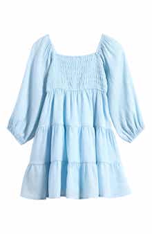 Kids' Shimmer Crinkle Long Sleeve Babydoll Dress