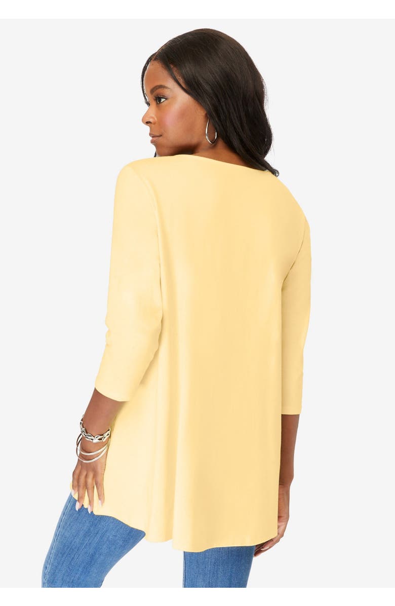 Roaman's Lace Embellished Swing Ultra Femme Top, Alternate, color, Black