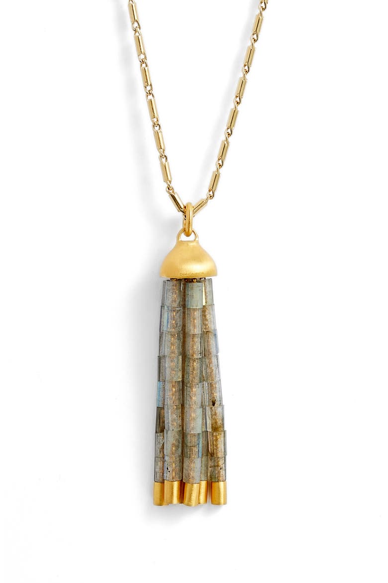 Beaded Tassel Necklace (Nordstrom Exclusive), Alternate, color, GOLD/LABRADORITE