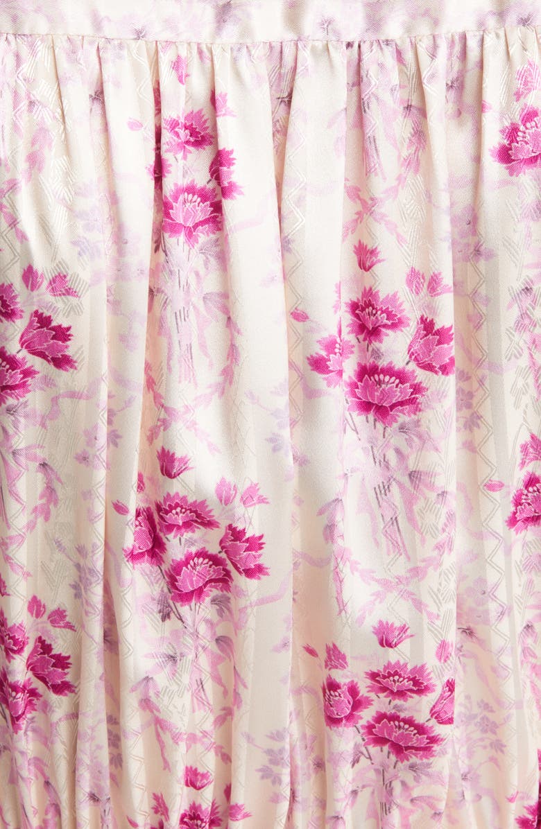 LoveShackFancy Daly Floral Long Sleeve Satin Minidress, Alternate, color,