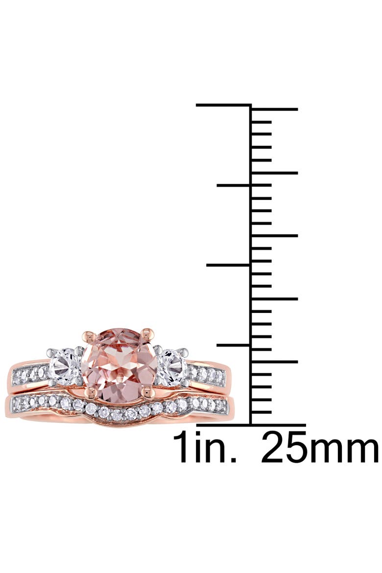Morganite & Diamond 3-Stone Bridal Ring Set, Alternate, color, Morganite
