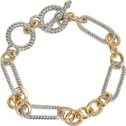 The M Jewelers Two Tone Ribbed Link Bracelet