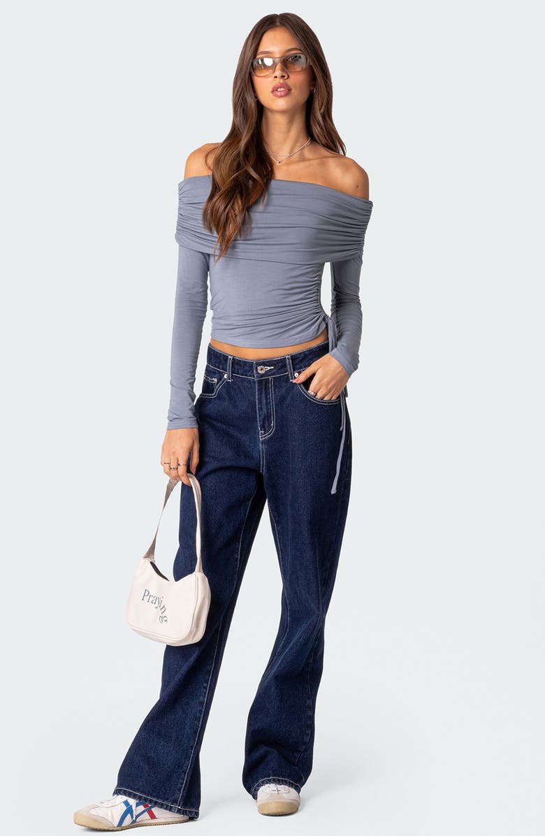 EDIKTED Gathered Off the Shoulder Top, Alternate, color, Blue