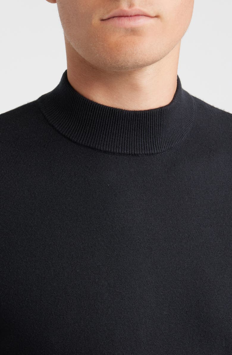 Open Edit Solid Mock Neck Sweater, Alternate, color, Black Caviar