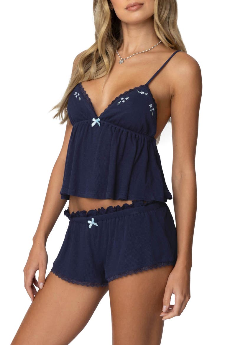 Dream Waffle Stitch Babydoll Camisole, Alternate, color, NAVY